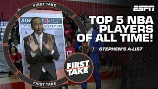 Stephens AList Top 5 NBA players of all time  Reaction to LeBrons Heat comments  First Take [upl. by Briny]