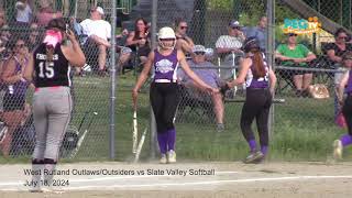 West Rutland OutlawsOutsiders vs Slate Valley Softball  July 18 2024 [upl. by Nareht]