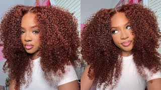 OMG 😍 This Hair is GORGEOUS Curly Wave 33B Auburn Color Wig ft Beauty Forever Hair Kashia Jabre [upl. by Ahsitahs757]