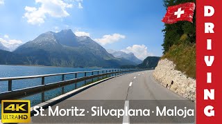 Driving in Switzerland 9 Sankt Moritz  Silvaplana  Maloja  4K 60fps [upl. by Saffian238]