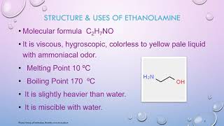 STRUCTURE and USES OF ETHANOLAMINE [upl. by Naujahs]