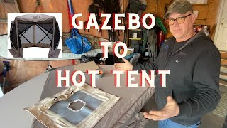 Gazelle To Hot Tent Conversion  Great Idea Or Costly Mistake  DIY Stove Jack Install Gazebo [upl. by Paucker50]