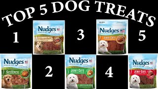 My Top 5 dog Treats Nudges Dog Treats Chicken Beef Bacon Duck Steak 100 Natural [upl. by Egdirdle]