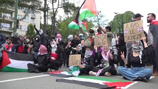 WATCH Police disperse proPalestinian protest outside Belgian Embassy [upl. by Diarmit]