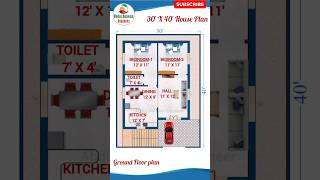 30x40 House Plan  30 by 40 House Plan  3040 2d Plan  houseplan ytshorts youtubeshorts shorts [upl. by Ettenad]