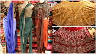 LATEST DESIGN OF DRAPE SAREE amp GIRLISH BRIDAL HANDMADE LEHENGA  1 MINUTS WEAR SAREE  RETAIL SHOP [upl. by Ahasuerus]