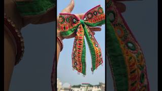 Navratri Special hair bow from old saree lace😍👌🏻 diy craft bestoutofwaste navratrispecial [upl. by Nevet]