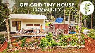 Living OffGrid in a Tiny House Community Built by SelfReliant Couple [upl. by Giavani]