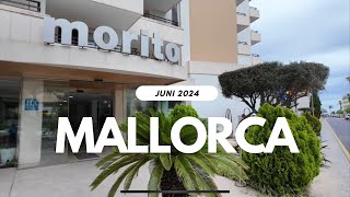 Cala Millor Mallorca Hotel Morito Weg zur Einkaufsstraße Shops Restaurants Cafés Juni 2024 4K [upl. by Dahlstrom]