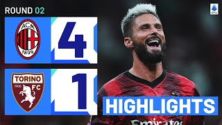 MilanTorino 41  Giroud and Pulisic score in emphatic win Goals amp Highlights  Serie A 202324 [upl. by Tamera402]