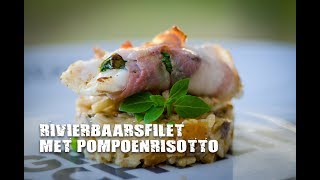 Rivierbaarsfilet met pompoenrisotto  FireampFood TV [upl. by Ennovahs]