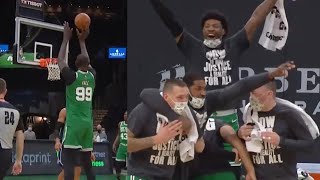 Tacko Fall shocks Celtics bench with his first career 3pointer [upl. by Sirred]