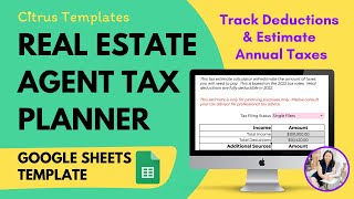 Tax Planner for Real Estate Agents  Real Estate Tax Planning  Google Sheets Templates [upl. by Immak]