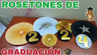 🧑‍🎓🎓ROSETONES DE GRADUACIÓN 🎓 MUY FÁCIL DE HACER CON HOJAS DECORACIÓN DE GRADUACIÓN [upl. by Enelloc52]