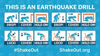 ShakeOut Drill Broadcast in English  No Sound Effects [upl. by Ranson]