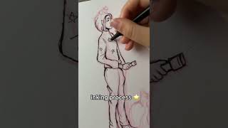 Inking a character drawing 🖤 art drawing [upl. by Bevin]