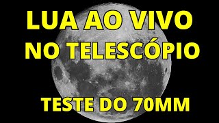 LUA AO VIVO NO TELESCÓPIO DE 70mm  LUA EM QUARTO CRESCENTE [upl. by Zenger]