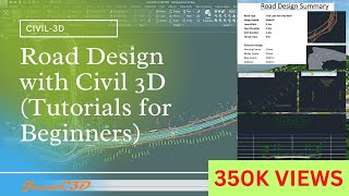 Road Design with Autodesk AutoCAD Civil 3D  Tutorial for Beginners [upl. by Nina929]