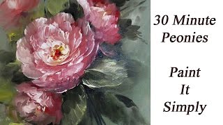 How to Paint 30 Minute Peonies Paint It Simply [upl. by Norrie]