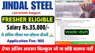 Jindal Steel Recruitment 2024  Job Vacancy 2024  FRESHERS ✅  Jindal Steel JE Job 2024  Jobs 2024 [upl. by Anilorac622]