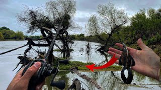 San Joaquin River Flipping THICK FLOODED Cover For Stormy Day Prespawn Bass  Close Combat Fishing [upl. by Aerdnaxela881]