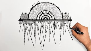 How to Draw Zentangle amp Doodle  Semicircle with geometric lines and dotted lines [upl. by Akinom]