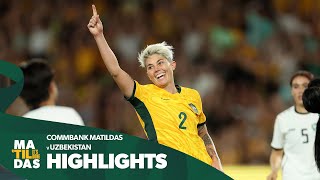 CommBank Matildas v Uzbekistan  Highlights  Paris 2024 Asian Qualifier [upl. by Yenhpad]