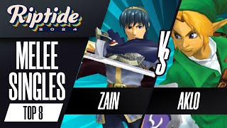 Zain Marth vs Aklo Link  Riptide 2024  Melee Singles  Winners Final [upl. by Dhaf655]