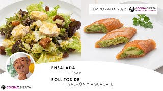 ENSALADA CÉSAR y Rollitos de SALMÓN ahumado y AGUACATE 🥑👩🏻‍🍳 Cocina Abierta de Karlos Arguiñano [upl. by Endora]