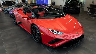 DELIVERING A 2022 Lamborghini Huracán EVO RWD Spyder in ROSSO MARS  STARTUP  REVS [upl. by Fezoj]