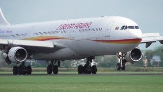 Beautiful Airbus A340300 Surinam Airways Landing At Schiphol [upl. by Peti]