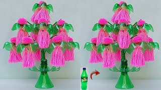 Plastic bottle Vase Craft DIY Easy Tree from Waste bottleSprite ki bottle se banaye Guldasta [upl. by Aselehc]