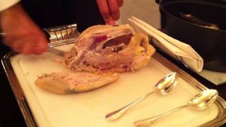 Poulet de Bresse carved at the table [upl. by Aihsyla]