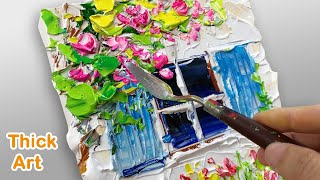 Flowers at the Window Palette Knife Painting Using Heavy Body Acrylic Paint [upl. by Akinehs]