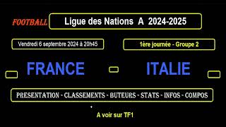 FRANCE  ITALIE  1ère journée Groupe 2  Ligue des Nations A 20242025  Stats Infos Pronos [upl. by Gabriello]