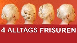 4 schnelle Alltags Frisuren einfach selber machen  mittel amp lange Haare  Arbeit  Uni  Schule [upl. by Boarer]