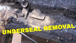 MERCEDES FLOOR PAN REPLACEMENT PART 2 UNDERSEAL REMOVAL METHODS [upl. by Ynwat333]