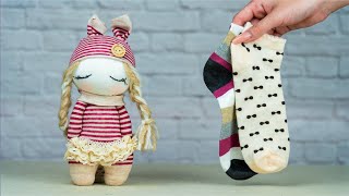 Sewing for beginners How to make socks dolls from scratch Tips amp tricks DIY Tutorial [upl. by Ahsekam]