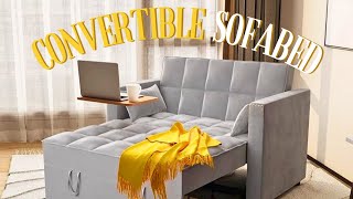 MultiFunctional Convertible Sleeper Sofa Bed Modern Loveseat Sofa Couch Velvet [upl. by Brenden]