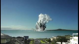 Volcanic Hazards Birth of Volcanic Island and Destruction of adjacent Settlement  an Animation [upl. by Bascio]