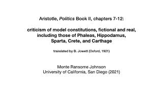 Aristotle Politics Book II chapters 712 [upl. by Naimaj]