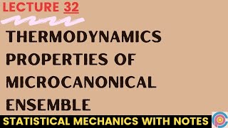 Thermodynamics properties of micro canonical ensemble [upl. by Allekim]