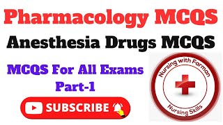 Pharmacology MCQS  Anesthetic Drugs MCQS  Nursing MCQS Part1  MCQS For All Exams [upl. by Lyrej]