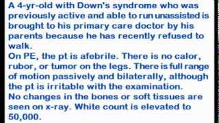 Pediatrics USMLE step3 MCQ and clinical case 1 Downs syndrome boy refused to walk [upl. by Olimpia]