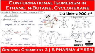 Conformational Isomerism in Ethane nButane and Cyclohexane  Geometrical Isomerism  L4 U2 POC 3 [upl. by Cooperman166]