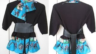 DIY Cardigan with Vintage Scarf peplum [upl. by Oirad]