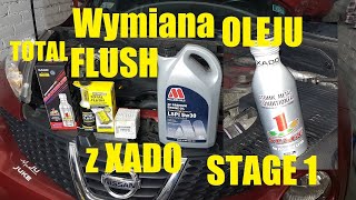 PŁUKANKA XADO TOTAL FLUSH  STAGE 1 MAXIMUM  MILLERS LSPI 5W30  WYMIANA OLEJU Z DODATKAMI W GARAŻU [upl. by Aleahcim]