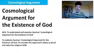 COSMOLOGICAL ARGUMENT A LEVEL RELIGIOUS STUDIES AQA [upl. by Glovsky896]