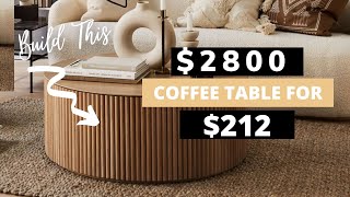 DIY FLUTED COFFEE TABLE on a budget  Luxe For Less [upl. by Atteugram]