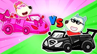 Pink vs Black Challenge  Boy vs Girl Car 🚗🏁 Kids Videos [upl. by Leonelle]